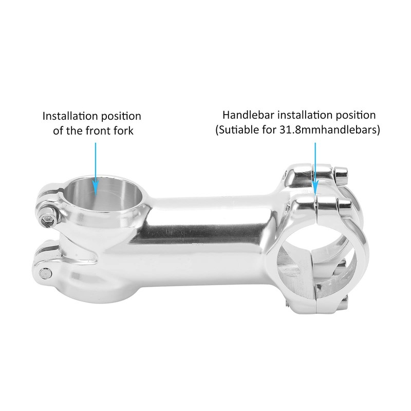 Silver Bike Stem Lightweight Aluminum Alloy with 28.6mm Front Fork
