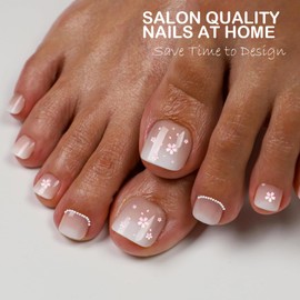 OPkssnails Press on Toenails Short,216Pcs Summer Brown Ombre Toenail Press Ons Square for Women,Soft Gel Toe Nail Tips, Light Weight & Fit Perfectly,Soak off Acrylic Fake Toe Nail Extensions 12 Sizes