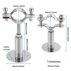 Kyuionty Wall Mount Ceiling Mount Pipe Support, Stainless Steel Adjustable Pipe Bracket Clamp Pipe Straps for Pipe Tube, Dia. 32mm (Fit for 1 inch Pipe)