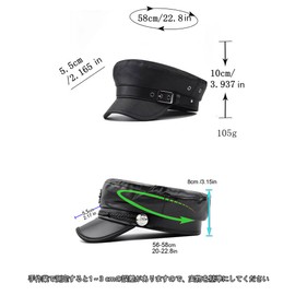 School Hat, Marine Cap, Newsboy Cap with Brim, Stylish, Small Face Effect, Police Style, Cosplay, Women's Police Costume (All Black)