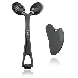 Yeamon Juego De Herramientas Faciales Gua Sha Y Rodillo Facial, Herramienta De Masaje Facial Para La Rutina De Cuidado De La Piel Femenina, Rodillo De