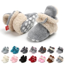 Unisex Newborn Baby Booties Baby Girls Stripe Boots Soft Soles Infant Winter Warm Fleece Cozy Socks Shoes 0-6 Months B14