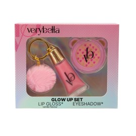 Very Bella Glow Up Set – Kids’ Beauty Kit with Lip Gloss, Blush & Pom Pom Keychain – Fun Makeup Gift for Girls Aged 6+ – Perfect for Dress-Up, Creative Play & Fashion-Loving Young Stylists