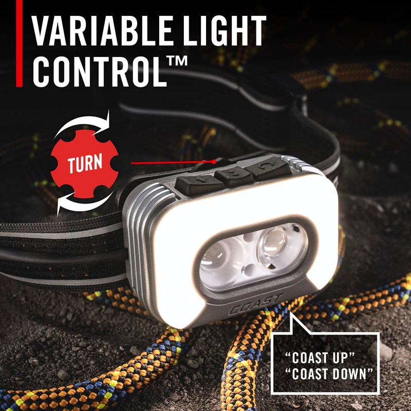 Coast RL35R Voice-Controlled 1100 Lumen Rechargeable LED Headlamp with ARC280™
