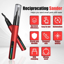 SOEWWEKLAX Reciprocating Sander,USB Quick Charging Electric Sanding Pen,Mini Pen Sander With 8pcs Sanding Head