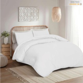 funky gadgets Single Duvet Cover Set – Soft Brushed Microfiber Plain Dyed Duvet Cover Sets with Pillow Case- Bedding Quilt Cover Set (White)