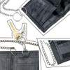 Lowats Slim Black Wallet Zip Foldable Triple Wallet with Chains