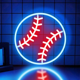 Baseball Neon Sign for Wall Decor, Powered by USB Baseball Neon Light, Dimmable Sports Light Up Sign, LED Neon Sign for Living Room Bedroom Teenager Boys Girls Man Cave College Club Shop Decor