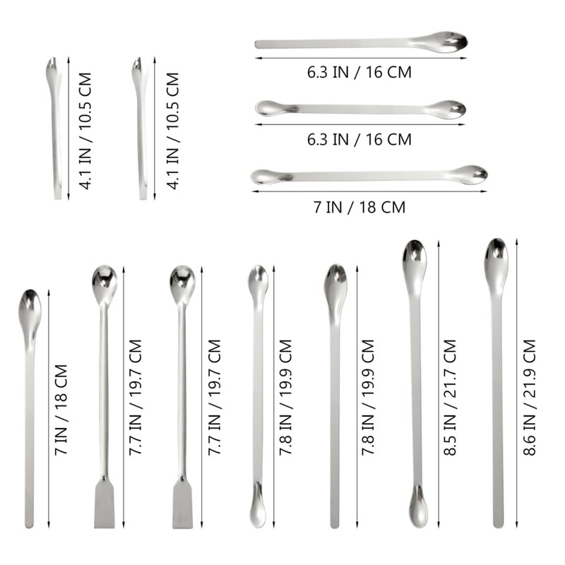 Baluue 12pcs Measuring Lab Spatula Stainless Steel Mini Spatula Micro
