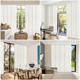 UNISHADES Panel Track Blinds, Vertical Blinds for Sliding Glass Doors, Extendable Track from 45 3/4" to 82 5/8" W, Cuttable Panel Curtains up to 96 inches high, Linen Blackout
