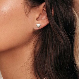 EVER FAITH Heart Letter O Stud Earrings for Girls, 925 Sterling Silver Dainty Tiny Alphabet Initial Earrings for Women Children Teenagers Girls Sensitive Ears, Sterling Silver, No Gemstone