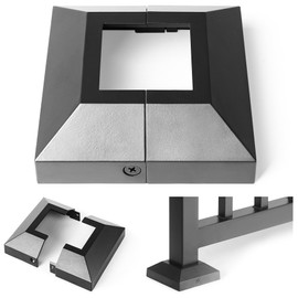 Hulave Split Post Cover, Fits 2x2/4.5x4.5 Base, Indoor/Outdoor Iron Railing, Fence, Stair Base Decorative Skirt Covers (1Pack-Black)