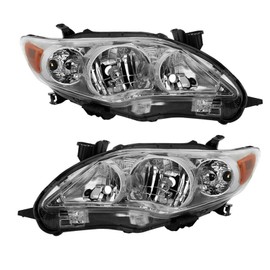 YLT AUTO Chrome Housing Headlights Replacement Kit for 2011-2013 Toyota Corolla, Headlight Headlamps Clear Lens Fit for 2011-2013 Toyota Corolla S Le Ce Xle Xrs(A Pair)