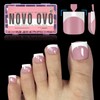 NOVO OVO French Tip Toe Nail Tips Press on, Sharp