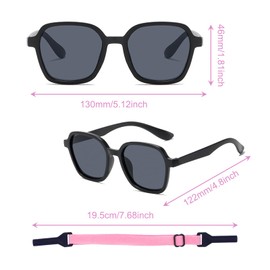 BSITSSS 3 Pair Kids Sunglasses Polarized Toddler Sunglasses Baby Sunglasses Pink Black Gray UV 400 Children Sunglasses with Strap for Kids Beach, School, Shopping, Party Decoration
