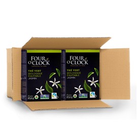 Four O'Clock Jasmine Green Tea Organic Fairtrade, Non-GMO, Kosher, Gluten-Free, 6 Packs (96 teabags)