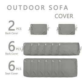 Kimunuk 14 Pcs Outdoor Cushion Slipcovers Outdoor Patio Cushion Covers Replacement Waterproof with Zipper for Outdoor Furniture, Patio Sofa Couch 3 Sizes, Covers Only