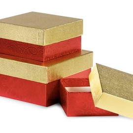 NW Red Swirl Embossed Small Nested Boxes - 3 Piece Set - 5 Sets