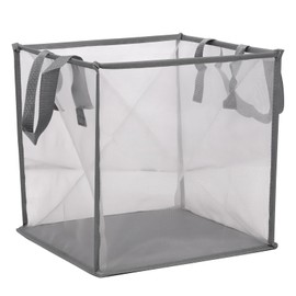 Swpeet 1 Pack 12.6"×12.6"×12.6" Black Nylon Popup Laundry Hamper, Collapsible Mesh Laundry Baskets with Handles, Single-Layer Foldable Clothes Hamper for Laundry Storage, Kids Toy, College Dorm