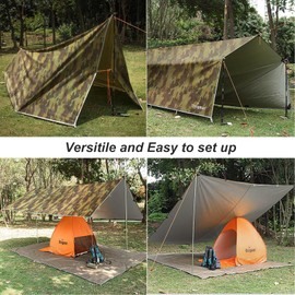 Unigear Hammock Rain Fly Waterproof Tent Tarp, UV Protection and PU 3000mm Waterproof, Lightweight for Camping, Backpacking and Outdoor Adventure (Camo Yellow, 10 * 10ft)