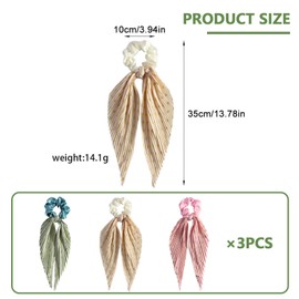 LINGJIA 3 Stück Scrunchies haargummi, Damen Haarbänder, Haartücher, Schleifen Haarbänder, elastische Seiden Haarbänder, Bunny Ohr Haarbänder, Pferdeschwanz Stirnbänder