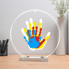 Bixinyo Family Handprint Kit with Light, Baby Hand Print and Footprint Kit, DIY Craft Family Keepsake, Family Gifts for New Parents, Adoption Gifts, Baby Shower New Mom Gifts for Boys & Girls (Round)