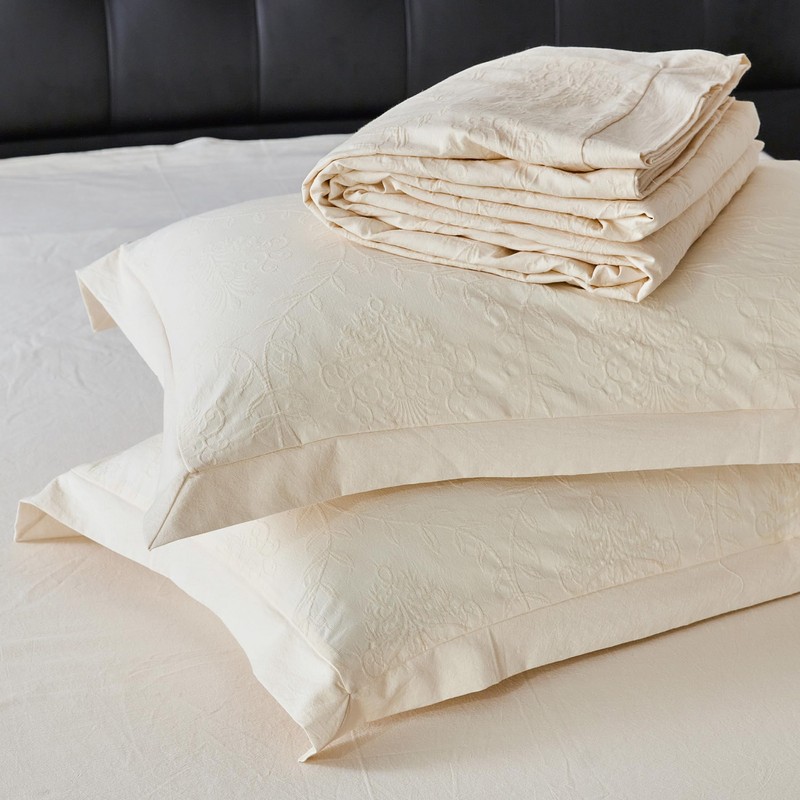 YuHeGuoJi Beige Damask Duvet Cover 100% Cotton King Cream Paisley