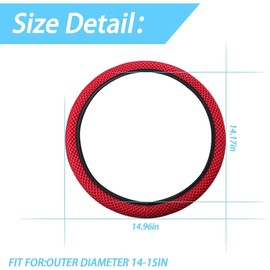 CGEAMDY Universal Car Steering Wheel Cover, Diameter 37-38 cm, Elastic Steering Wheel Cover, Breathable Ice Silk Microfibre, Non-Slip, Odourless (Red)