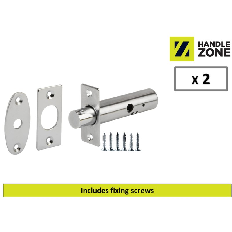 HANDLEZONE® 2 Pack Mortice Security Door Bolts, 60mm Rack Bolt