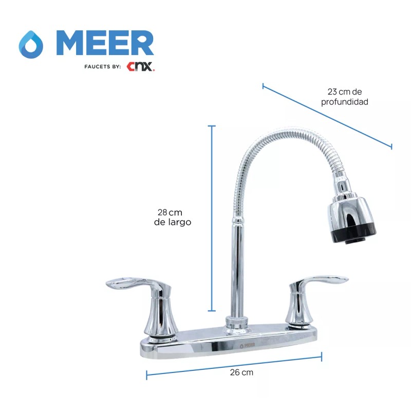 CNX Mezcladora Cromada Para Fregadero Con Cuello Flexible