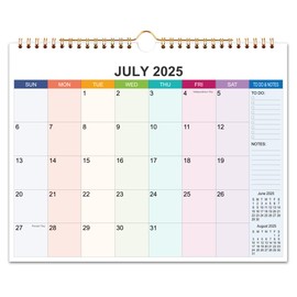 Wall Calendar 2025-2026 - 18 Month Calendar from July 2025 - December 2026, 2025-2026 Wall Calendar with 140gsm Paper for Planning and Organizing, 11.5 x 14.5, Seven Color