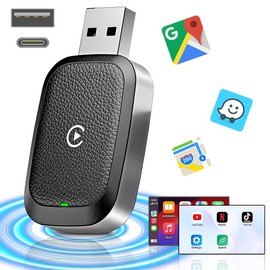 WODHMIEY Wireless CarPlay Adapter, Designed For iOS, 5.0GHz Fast & Stable Transmission, Auto Connection, Voice Assistant Control, Plug & Play, OTA Updates, Compatible With 98% Vehicles (Black)