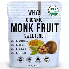 Pure Organic Monk Fruit Powder Natural Sweetener with Zero Calories, Keto & Paleo Friendly, 5 oz