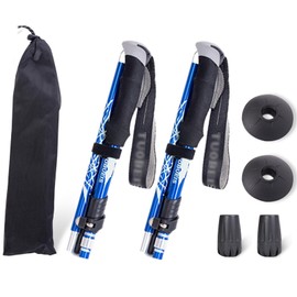 ThreeH Pack of 2 Folding Hiking Poles, Trekking Poles, Foldable Hiking Poles, Adjustable Aluminium Alloy Hiking Stick for Climbing, Camping, Travel, Practice