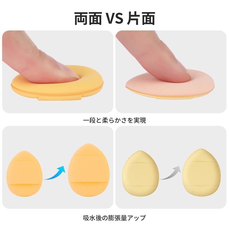 HOOMTREE 指のパフ ミニパフ 二層構造スポンジ パフケース付き 水滴形 6色 12枚セット 指先用 乾湿両用