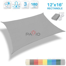 Patio Paradise 12' x 16' Light Grey Sun Shade Sail Rectangle Square Canopy - Permeable UV Block Fabric Durable Outdoor - Customized Available