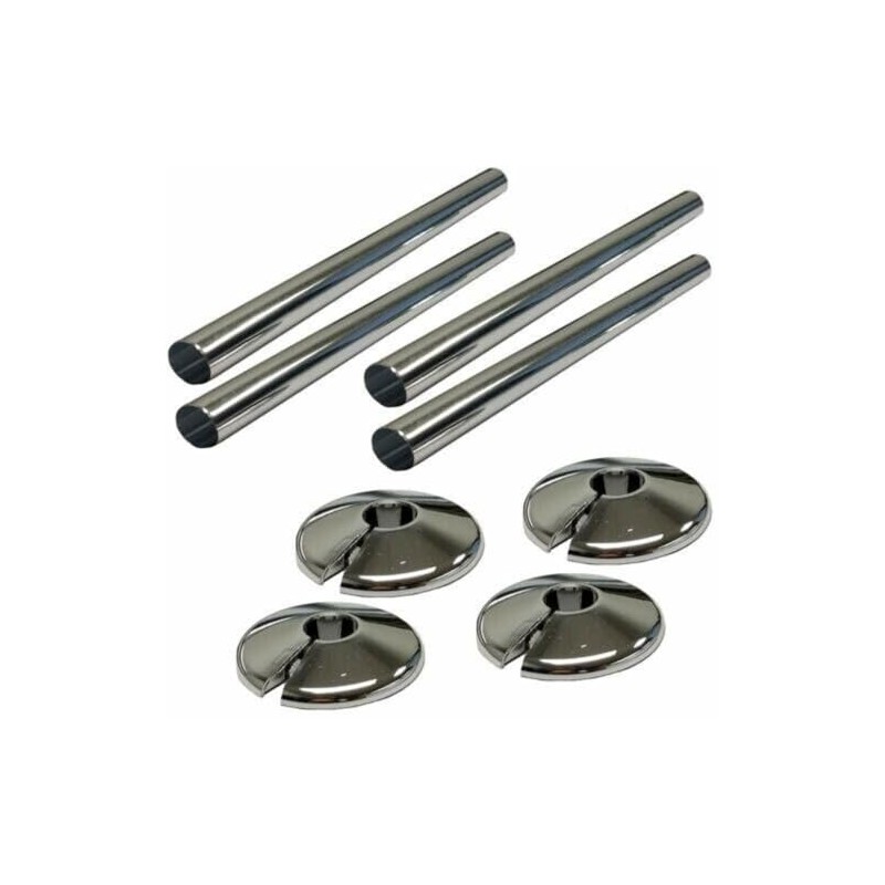 Radiator Pipe Sleeve Covers and Pipe Collars in Chrome Effect