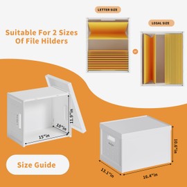 Seseno File Organizer File Box with Lid, Universal Hanging File Organizer, Letter/Legal Size File Folder Box, 2 Pack Plastic Office Document Filing Storage Bin