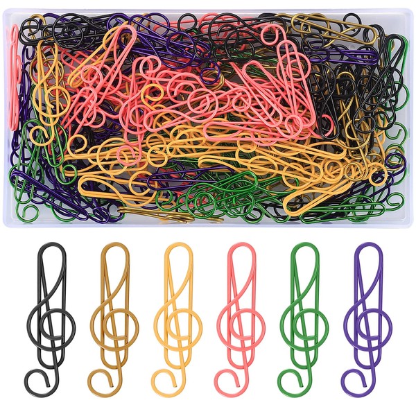 108 Pcs Musical Notes Paper Clips, Musical Notes Paperclips, Coloured