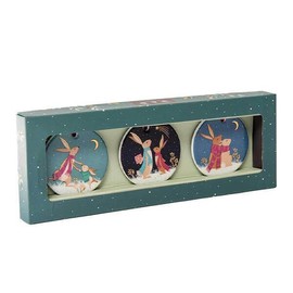 Sara Miller Woodland Tales Set of 3 Christmas Decorations with 22-carat gold detailing