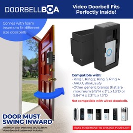 DoorbellBoa Anti-Theft Video Doorbell Door Mount, No Tools or Installation, Mounts Securely in Seconds, Compatible with Ring & Other Video Doorbells (Black)