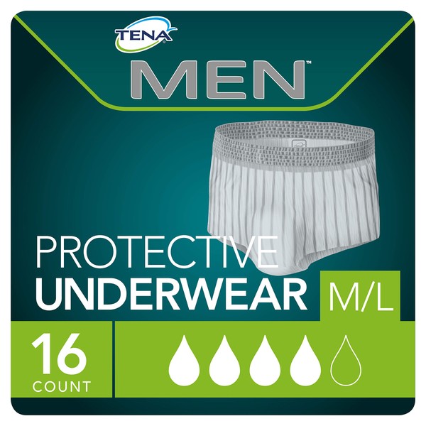 Tena Incontinence Underwear for Men, Protective, Medium/Large, 16 Count