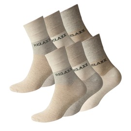 8 Pairs of Mens Socks Quarter "RELAXX, Cotton, Soft Loop Cuff, non-elastic, by VCA®, Beigé-melange, UK 8,5-11