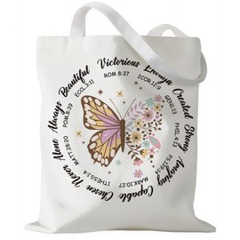 YTTRVHIH Bible Verse Canvas Tote Bag, Christian faith Tote Bag, Aesthetic Canvas Bags for Women, Reusable Cloth Cotton Bags for Shopping, Religious Gifts to Friends