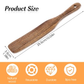 1 Pcs Skinny Wooden Spurtle for Sourdough Starter Stirring Stick with Hanging Hole Spatula Kitchen Tool Non Stick Wooden Spatula Dough Stir Cooking Spreading Baking Mixing Reaching Bottom