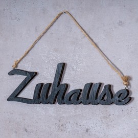 Lettering "Zuhause L45 cm Black Wooden Door Sign Home Hanging Wall Decoration Letters Wall Object Hanger Wall Picture Decoration