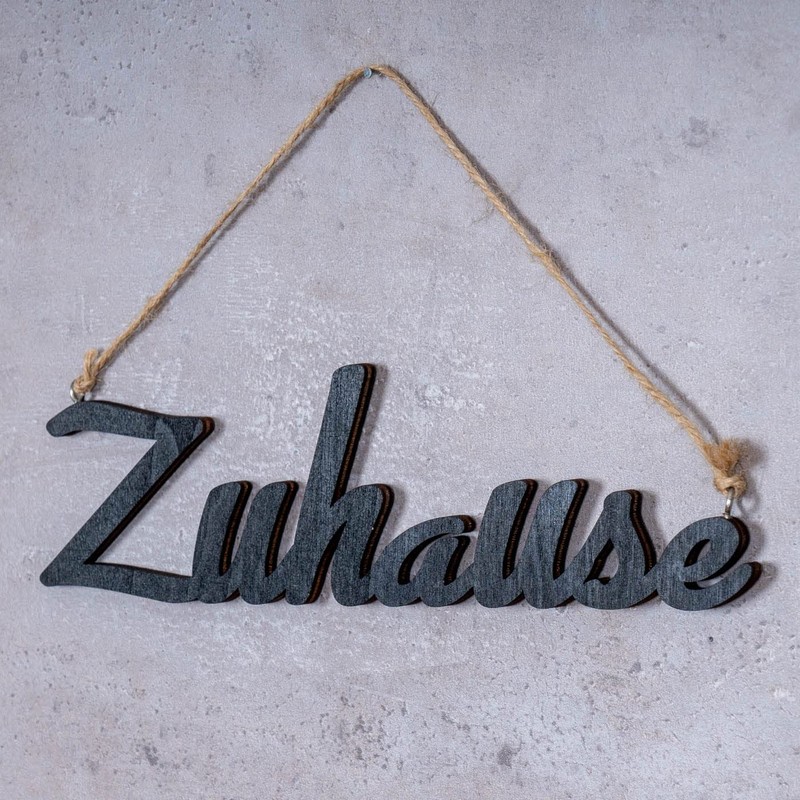 Lettering "Zuhause L45 cm Black Wooden Door Sign Home Hanging