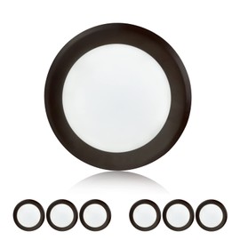 TOPELER 6'' Dimmable Flush Mount Ceiling Light, 15W Bronze Low Profile Surface Mount LED Disc Light, Install with J-Box or Recessed Can, FCC & ETL-Listed Approved, 1100lm 5000K Daylight, 6 Pack