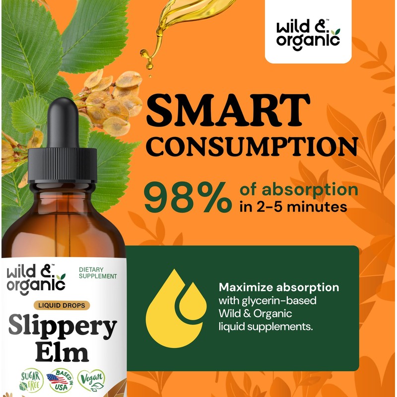 Wild & Organic Slippery Elm Liquid Drops - Lung, Digestive