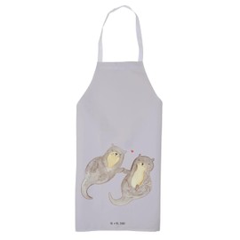 Mr. & Mrs. Panda Cooking Apron Otter Holding Hands - Gift, Holding Hands, Fish Otter, Baking Apron, Barbecue Apron, Sea Otter, Couple, Kitchen Apron, Otter Sea Otter, Lake Otter, Bib Apron, gray